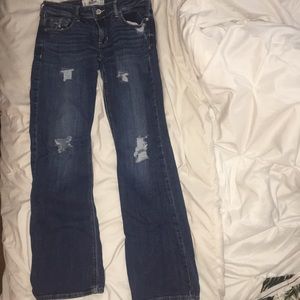 Blue jean slim straight pants